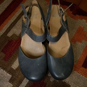 Dansko Mary Jane soft blue leather shoes. Worn once in a play.